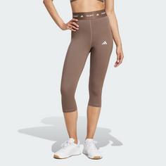 Rückansicht von adidas TECHFIT Capri Leggings Leggings Damen Earth Strata