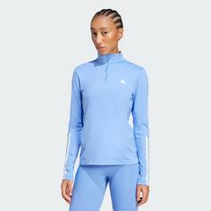 Rückansicht von adidas Hyperglam Training Quarter-Zip Oberteil Trainingsanzug Damen Blue Fusion / White