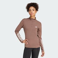 Rückansicht von adidas Hyperglam Training Quarter-Zip Oberteil Trainingsanzug Damen Earth Strata / White