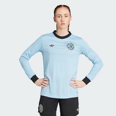 Rückansicht von adidas DFB Anniversary Long Sleeve Trikot Fanshirt Damen Clear Blue / Black