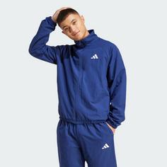 Rückansicht von adidas Essential Windbreaker mit kleinem Logo Windbreaker Herren Dark Blue / White