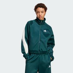 Rückansicht von adidas Stadium Trainingsjacke Trainingsanzug Damen Aurora Ivy / Off White