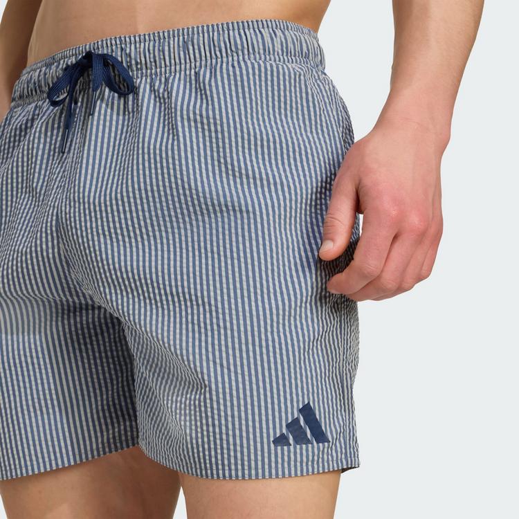 adidas adidas Seersucker Gestreifte Badeshorts 5 Zoll Badehose Herren - Wonder White / Preloved Ink - 1 | SportScheck