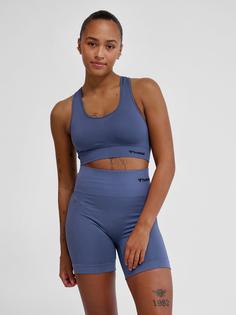 Rückansicht von hummel hmlTIF SEAMLESS SPORTS TOP Funktionstop Damen BLUE INDIGO