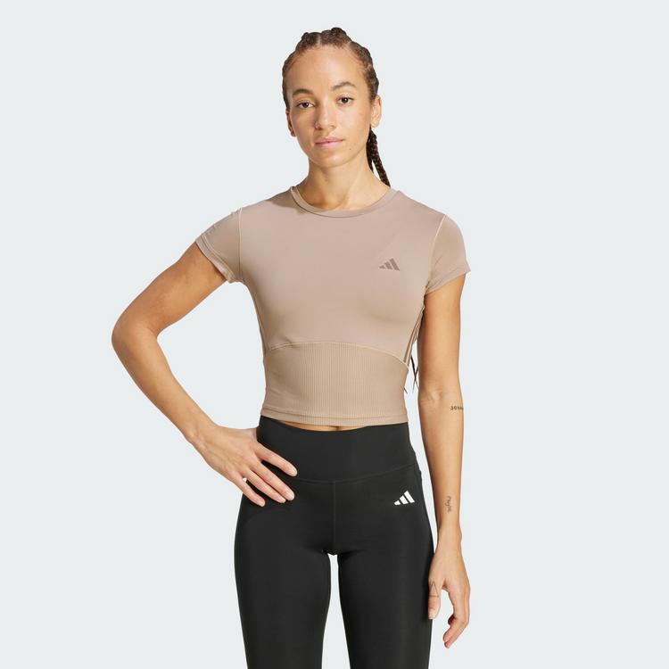 adidas adidas Hyperglam Rib Baby T-Shirt Funktionsshirt Damen - Chalky Brown / Earth Strata - 0 | SportScheck