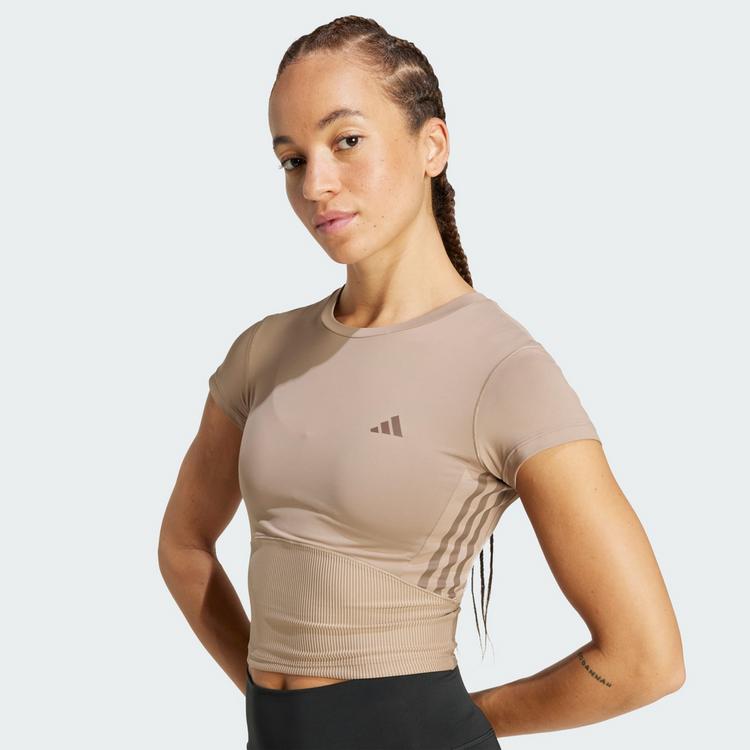 adidas adidas Hyperglam Rib Baby T-Shirt Funktionsshirt Damen - Chalky Brown / Earth Strata - 0 | SportScheck