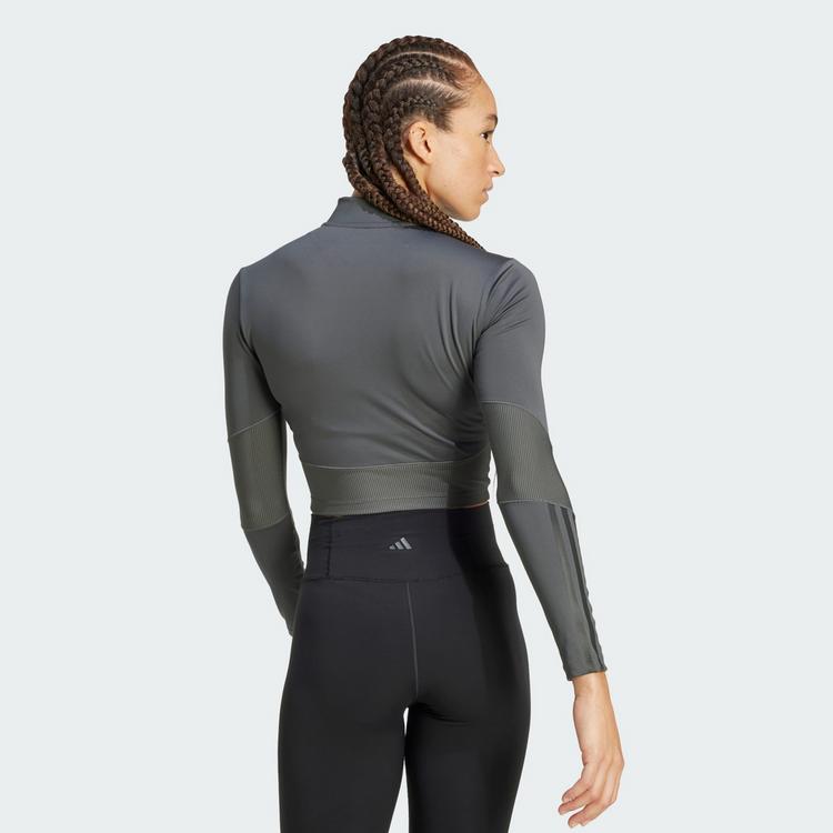 adidas adidas Hyperglam Rib Zip Thru Cover Up Trainingsanzug Damen - Grey Six / Black - 1 | SportScheck