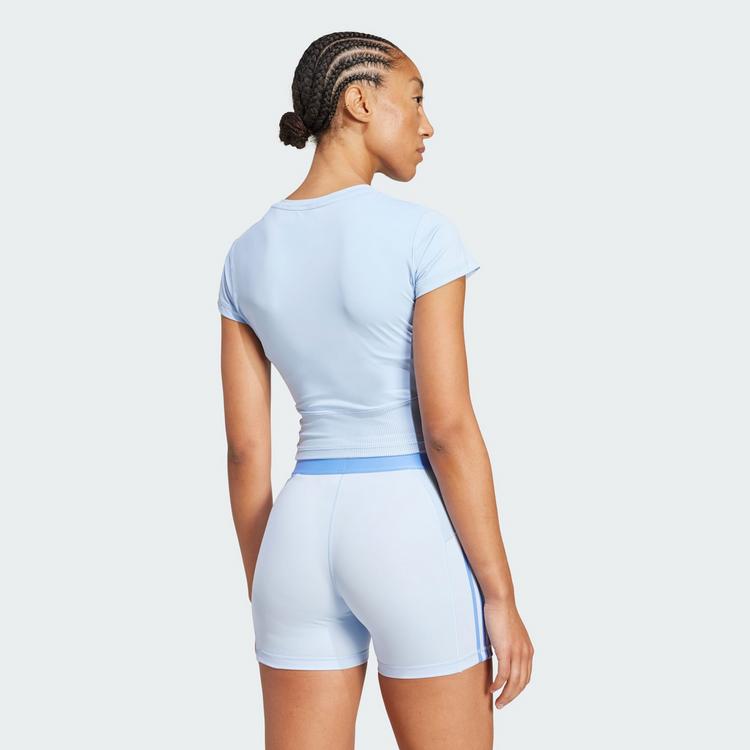 adidas adidas Hyperglam Rib Baby T-Shirt Funktionsshirt Damen - Glow Blue / Blue Fusion - 1 | SportScheck