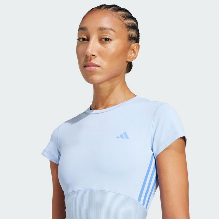 adidas adidas Hyperglam Rib Baby T-Shirt Funktionsshirt Damen - Glow Blue / Blue Fusion - 0 | SportScheck