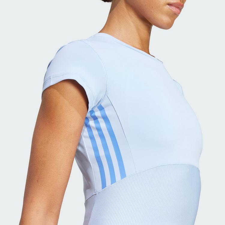adidas adidas Hyperglam Rib Baby T-Shirt Funktionsshirt Damen - Glow Blue / Blue Fusion - 1 | SportScheck