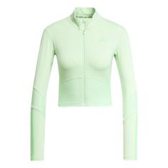 adidas Hyperglam Rib Zip Thru Cover Up Trainingsanzug Damen Semi Green Spark / Lime Burst