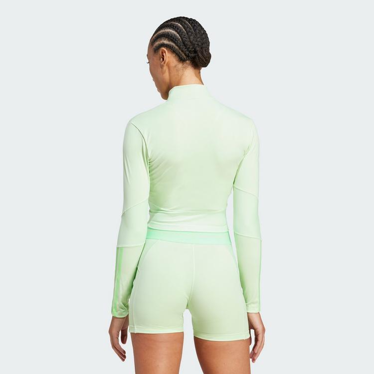 adidas adidas Hyperglam Rib Zip Thru Cover Up Trainingsanzug Damen - Semi Green Spark / Lime Burst - 1 | SportScheck
