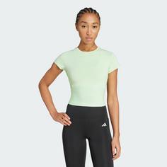 Rückansicht von adidas Hyperglam Rib Baby T-Shirt Funktionsshirt Damen Semi Green Spark / Lime Burst