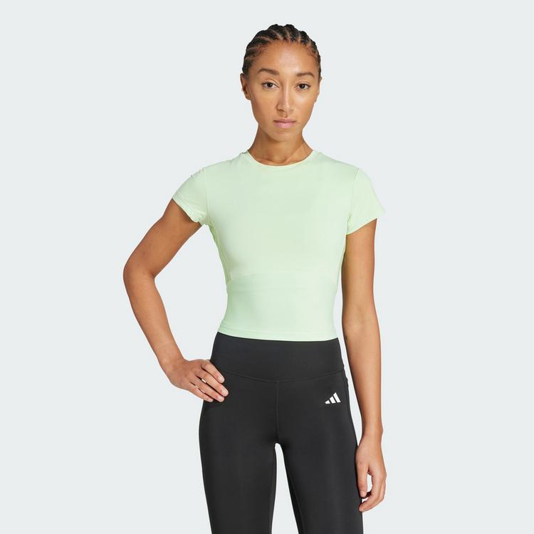 adidas adidas Hyperglam Rib Baby T-Shirt Funktionsshirt Damen - Semi Green Spark / Lime Burst - 0 | SportScheck