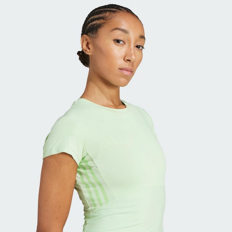 adidas adidas Hyperglam Rib Baby T-Shirt Funktionsshirt Damen - Semi Green Spark / Lime Burst - 0 | SportScheck