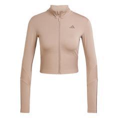 adidas Hyperglam Rib Zip Thru Cover Up Trainingsanzug Damen Chalky Brown / Earth Strata