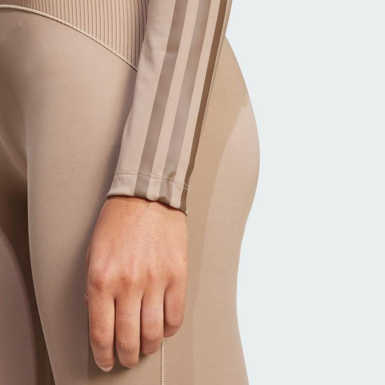 adidas adidas Hyperglam Rib Zip Thru Cover Up Trainingsanzug Damen - Chalky Brown / Earth Strata - 1 | SportScheck