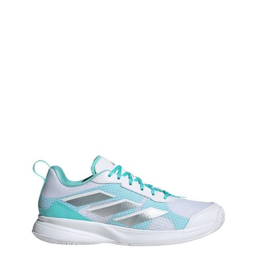 Rückansicht von adidas Avaflash Low Tennisschuh Tennisschuhe Cloud White / Silver Metallic / Flash Aqua