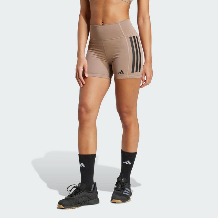 adidas adidas Optim&eacute; 3-Stripes 1/4 Short Leggings Tights Damen - Chalky Brown - 0 | SportScheck