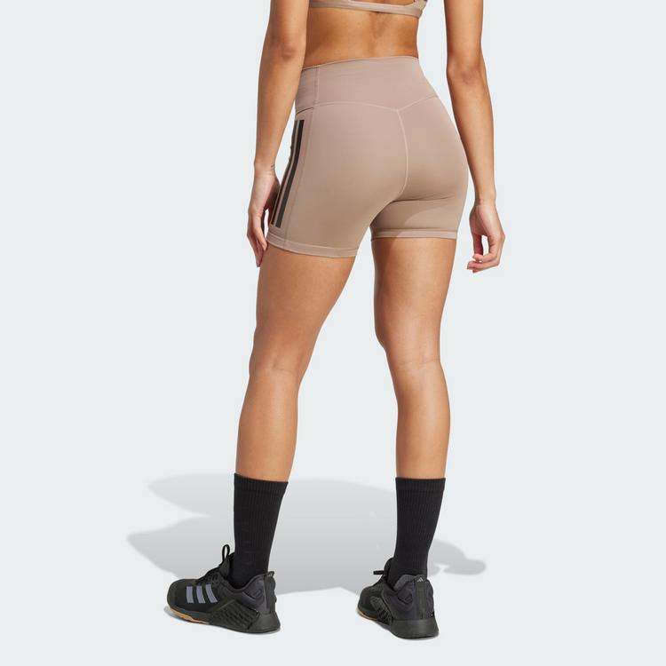 adidas adidas Optim&eacute; 3-Stripes 1/4 Short Leggings Tights Damen - Chalky Brown - 1 | SportScheck