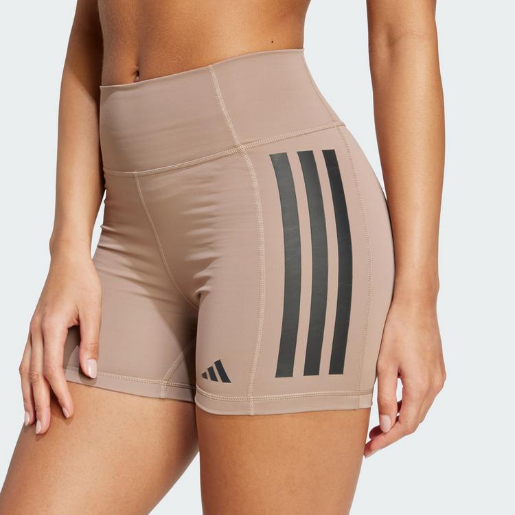 adidas adidas Optim&eacute; 3-Stripes 1/4 Short Leggings Tights Damen - Chalky Brown - 0 | SportScheck