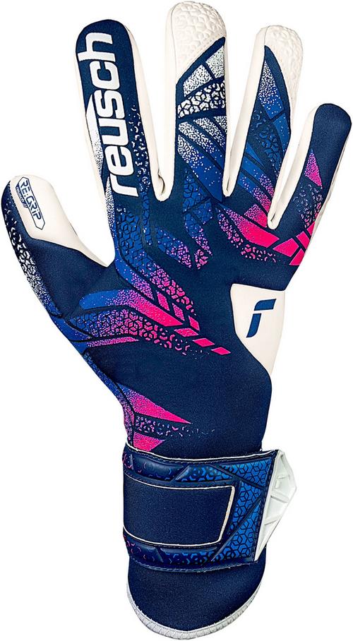 Rückansicht von Reusch Attrakt RE:GRIP Torwarthandschuhe 4310 blue / pink / white