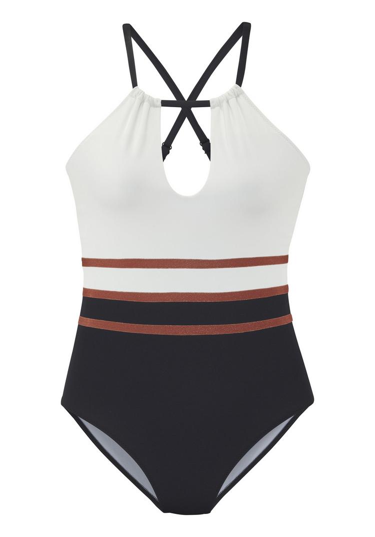 Lascana Lascana Badeanzug Badeanzug Damen - wei&szlig; - schwarz - 0 | SportScheck