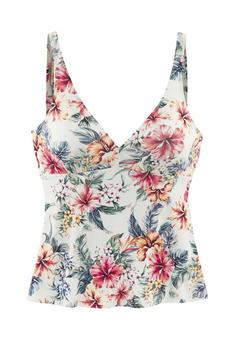 Lascana Bügel-Tankini-Top Bikini Oberteil Damen creme bedruckt