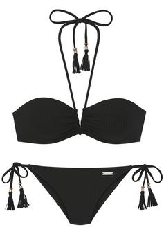 ELBSAND Bandeau-Bikini Bikini Set Damen schwarz