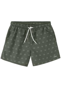 S.OLIVER Badeshorts Badeshorts Herren olive-creme print