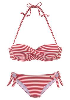 S.OLIVER B&uuml;gel-Bandeau-Bikini Bikini Set Damen rot-wei&szlig;