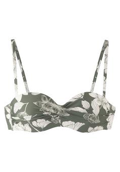 S.OLIVER Bügel-Bandeau-Bikini-Top Bikini Oberteil Damen olive-creme bedruckt