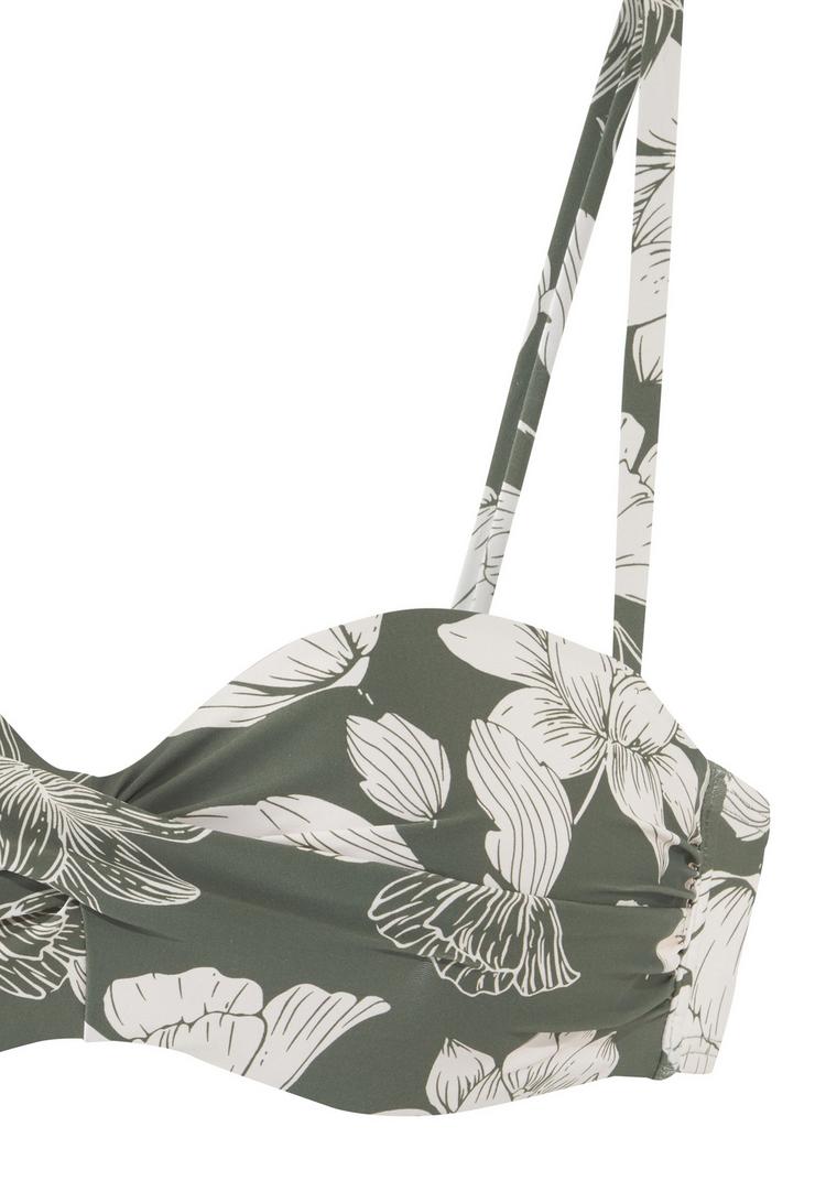 S.OLIVER S.OLIVER B&uuml;gel-Bandeau-Bikini-Top Bikini Oberteil Damen - olive-creme bedruckt - 0 | SportScheck