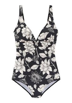 S.OLIVER Badeanzug Badeanzug Damen schwarz-cream