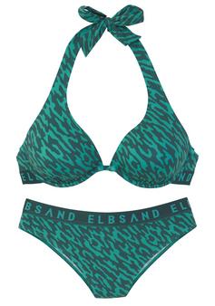 ELBSAND Bügel-Bikini Bikini Set Damen petrol bedruckt