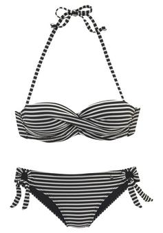 S.OLIVER B&uuml;gel-Bandeau-Bikini Bikini Set Damen schwarz-wei&szlig;