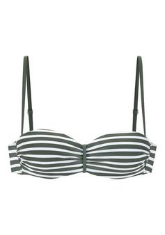 VENICE BEACH Bandeau-Bikini-Top Bikini Oberteil Damen oliv-weiß