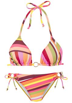 BRUNO BANANI Triangel-Bikini Bikini Set Damen orange bedruckt