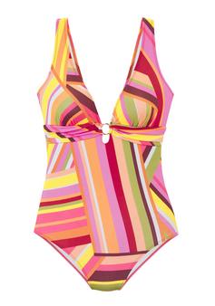 BRUNO BANANI Badeanzug Badeanzug Damen orange bedruckt