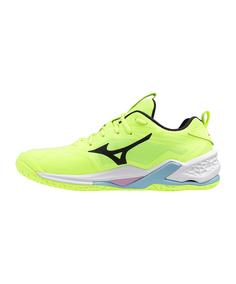 Rückansicht von Mizuno Weiß Hallenschuhe Herren gelb