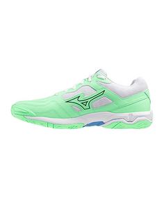 Rückansicht von Mizuno Weiß Hallenschuhe Herren gruen