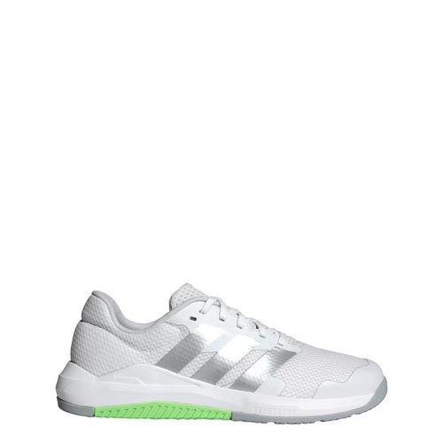 Rückansicht von adidas Dropset Base Schuh Fitnessschuhe Damen Cloud White / Matte Silver / Lime Burst
