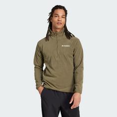 Rückansicht von adidas Multi Essentials 1/2 Zip Fleeceoberteil Funktionssweatshirt Herren Olive Strata