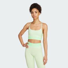 Rückansicht von adidas Hyperglam Rib Sport-BH Sport-BH Damen Semi Green Spark / Lime Burst