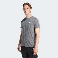 Rückansicht von adidas Own The Run Melange T-Shirt Funktionsshirt Herren Black / Grey Three Mel