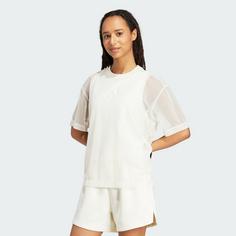 Rückansicht von adidas Soft Lux Mesh T-Shirt T-Shirt Damen Off White