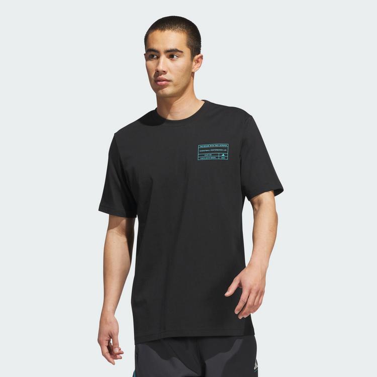 adidas adidas adidas Basketball Grafik T-Shirt Basketball Shirt Herren - Black / Lucid Cyan - 0 | SportScheck