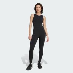 Rückansicht von adidas Yoga Motion Onesie Bodysuit Damen Black