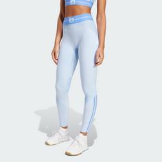 Rückansicht von adidas Hyperglam Rib 1/1 Leggings Leggings Damen Glow Blue / Blue Fusion