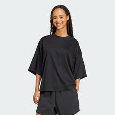 Rückansicht von adidas Soft Lux Lockeres T-Shirt T-Shirt Damen Black
